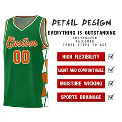 Kelly Green Orange-White Triangle Splicing Basketball Jersey 4