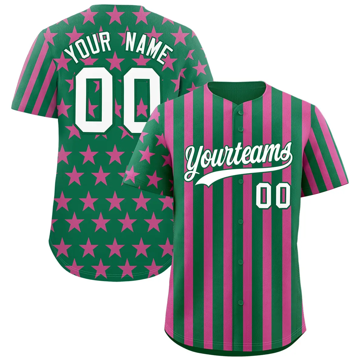 Kelly Green Pink American Flag Graffiti Baseball Jersey