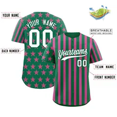 Kelly Green Pink American Flag Graffiti Baseball Jersey 2