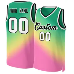 Kelly Green Pink-Black Gradient Slash Basketball Jersey 1