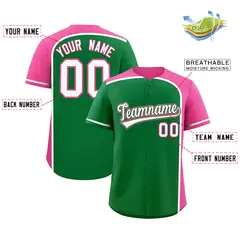Kelly Green Pink Color Block Authentic Baseball Jersey 2