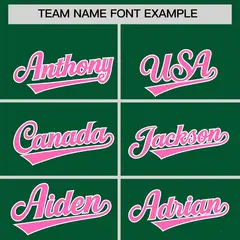 Kelly Green Pink Floral Gradient Full Button Baseball Jersey 3