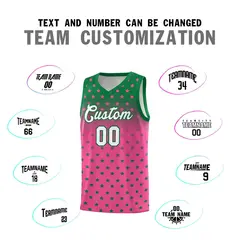 Kelly Green Pink Gradient Star Pattern Basketball Jersey Sets 4