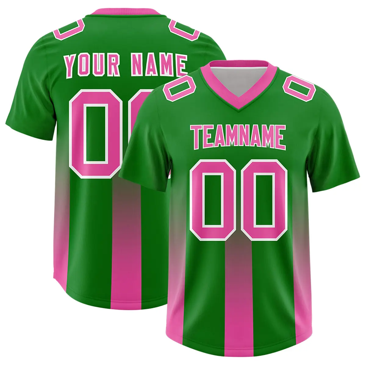Kelly Green Pink Gradient Vertical Stripe Football Jersey