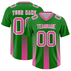 Kelly Green Pink Gradient Vertical Stripe Football Jersey 1