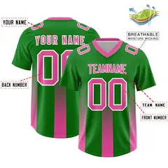 Kelly Green Pink Gradient Vertical Stripe Football Jersey 2