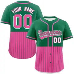 Kelly Green Pink Half Stripe Authentic Baseball Jersey 1