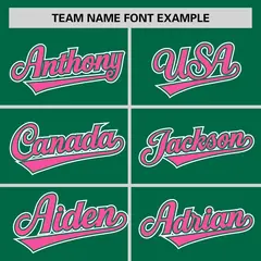Kelly Green Pink Half Stripe Authentic Baseball Jersey 3