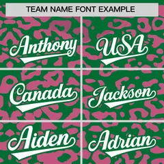 Kelly Green Pink Leopard Print Baseball Jersey 3