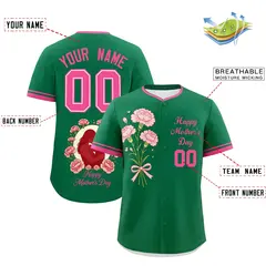Kelly Green Pink Mother's Day Baseball Jersey 2