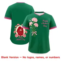 Kelly Green Pink Mother's Day Baseball Jersey 7