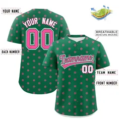 Kelly Green Pink Polka Dot Graffiti Baseball Jersey 2