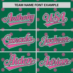 Kelly Green Pink Polka Dot Graffiti Baseball Jersey 3