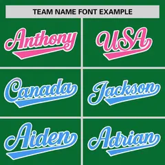 Kelly Green Pink-Powder Blue Gradient Side Baseball Jersey 3