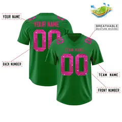 Kelly Green Pink Sequin Lettering Football Jersey 2
