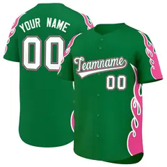 Kelly Green Pink Side Flame Outline Basketball Jersey 1