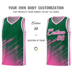 Kelly Green Pink Splash Basketball Uniforms for Teams 3