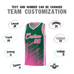 Kelly Green Pink Splash Basketball Uniforms for Teams 4