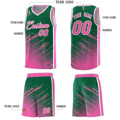 Kelly Green Pink Splash Basketball Uniforms for Teams 5