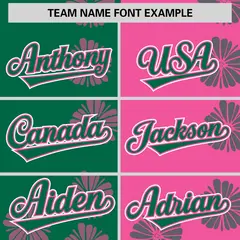 Kelly Green Pink Split Flower Graffiti Baseball Jersey 3