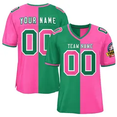 Kelly Green Pink Split Two Tone Authentic Football Jersey