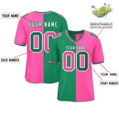 Kelly Green Pink Split Two Tone Authentic Football Jersey 2