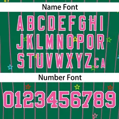 Kelly Green Pink Star Pattern Stripe Baseball Jersey 4