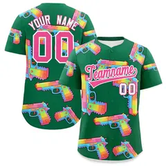 Kelly Green Pink Sugar-Coated Firepower Graffiti Baseball Jersey 1