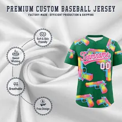 Kelly Green Pink Sugar-Coated Firepower Graffiti Baseball Jersey 3