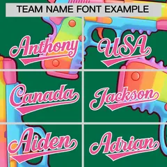 Kelly Green Pink Sugar-Coated Firepower Graffiti Baseball Jersey 5
