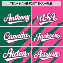 Kelly Green Pink Tiger Claw Scratch Split Baseball Jersey 3