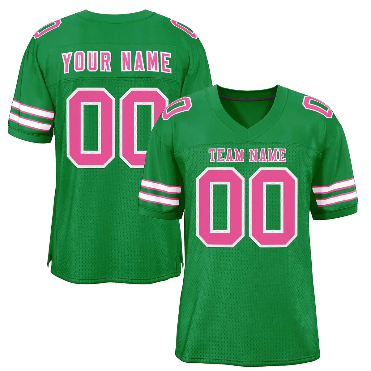 Kelly Green Pink-White Classic Football Jersey