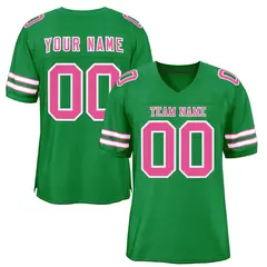 Kelly Green Pink-White Classic Football Jersey 1