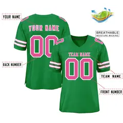 Kelly Green Pink-White Classic Football Jersey 2