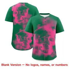 Kelly Green Pink White Skeleton Graffiti Baseball Jersey 8