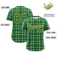 Kelly Green Plaid Authentic Baseball Jersey 2