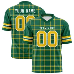 Kelly Green Plaid Pattern Authentic Football Jersey 1