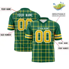 Kelly Green Plaid Pattern Authentic Football Jersey 2