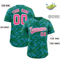 Kelly Green Powder Blue Graffiti Pattern Baseball Jersey 2