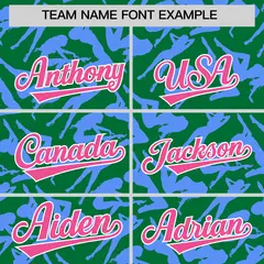 Kelly Green Powder Blue Graffiti Pattern Baseball Jersey 3