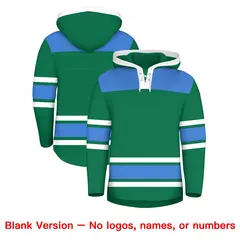Kelly Green Powder Blue Raglan Lace-Up Neck Hockey Hoodie Jersey 7