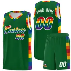 Kelly Green Pride Month LGBT Rainbow Basketball Jersey