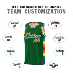 Kelly Green Pride Month LGBT Rainbow Basketball Jersey 4