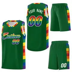 Kelly Green Pride Month LGBT Rainbow Basketball Jersey 6