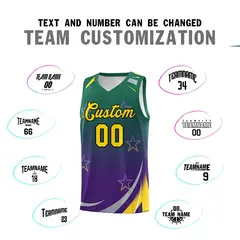 Kelly Green Purple Gradient Star Graffiti Basketball Jersey 3
