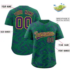 Kelly Green Purple Graffiti Pattern Baseball Jersey 2