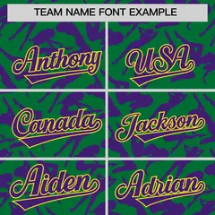 Kelly Green Purple Graffiti Pattern Baseball Jersey 3