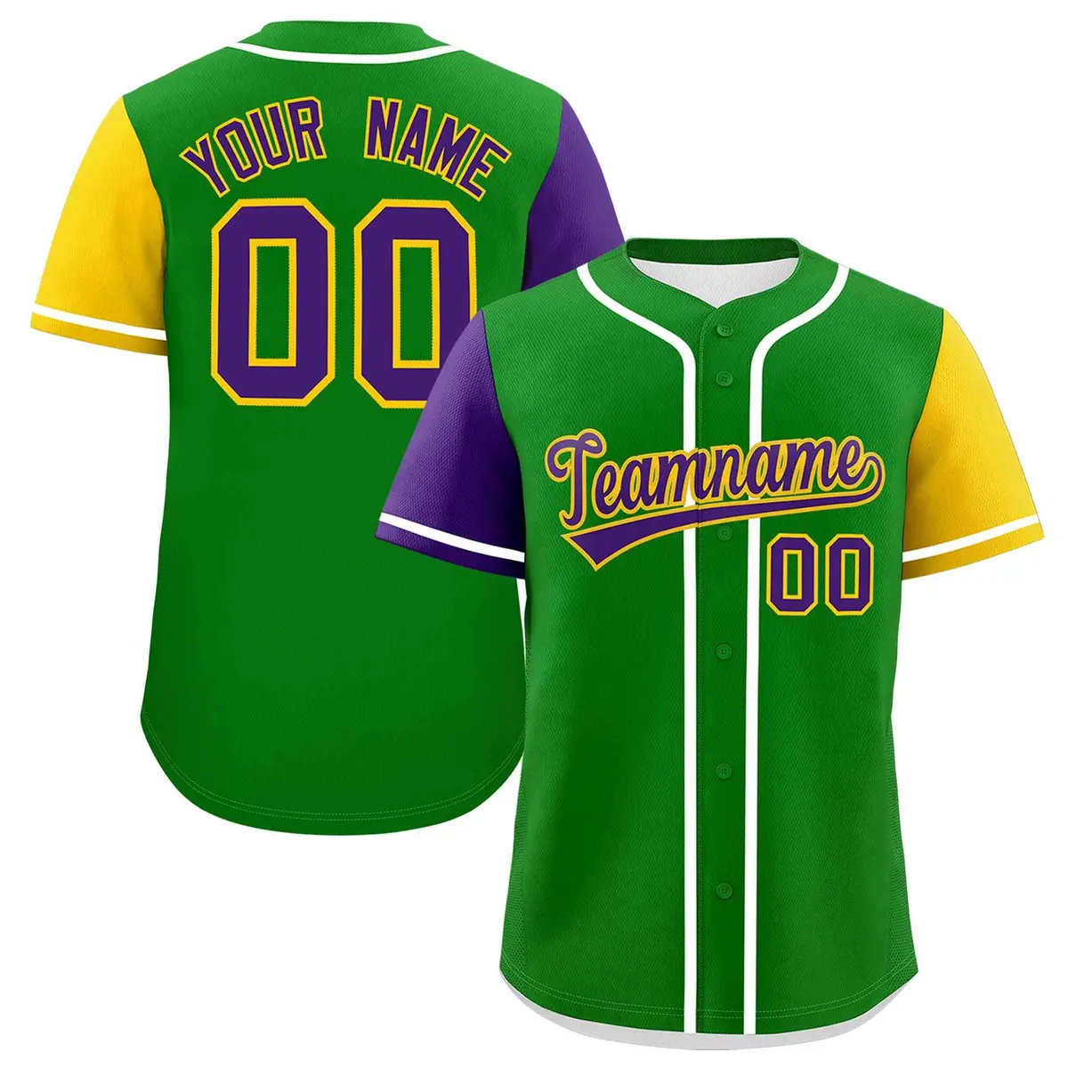 Kelly Green Purple Mardi Gras Authentic Baseball Jersey
