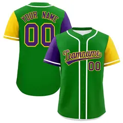 Kelly Green Purple Mardi Gras Authentic Baseball Jersey