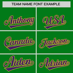 Kelly Green Purple Mardi Gras Authentic Baseball Jersey 4